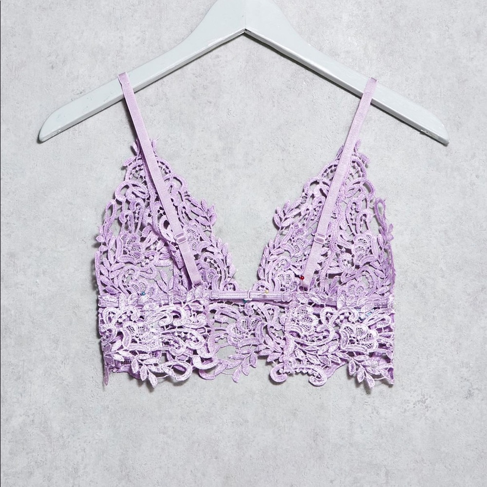 Ann Summers Purple/Pink Plunge Neck Lace Bralette